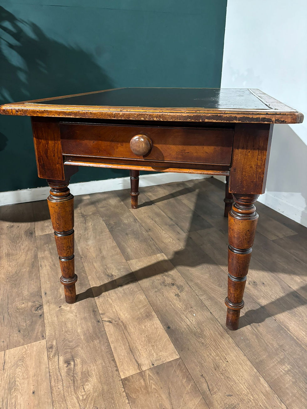 Thumbnail: Victorian Mahogany Table with Rexine Top and Brass Border