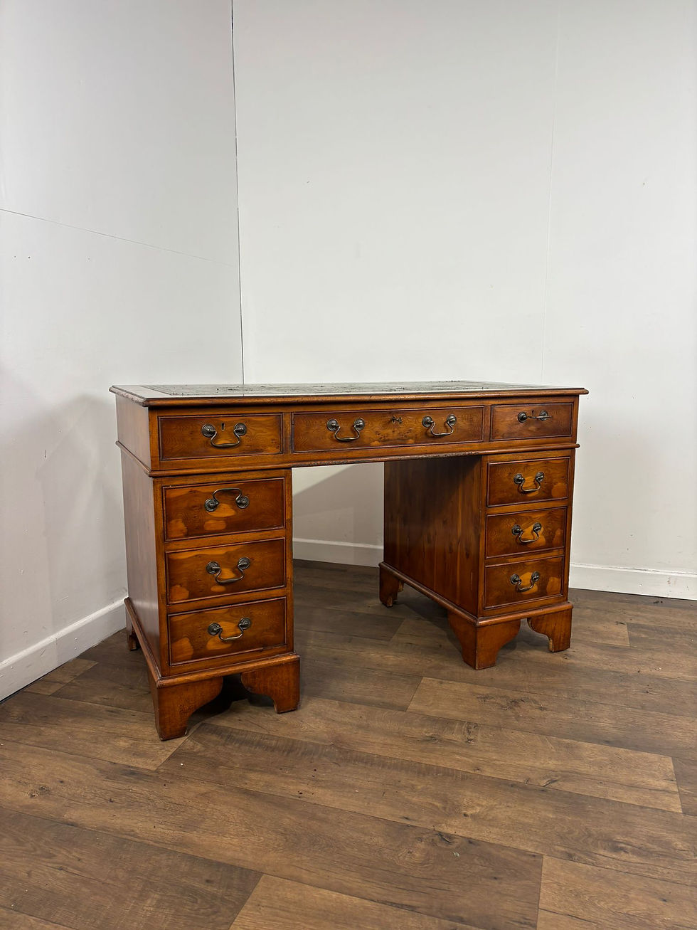 Thumbnail: Reproduction Yew Wood Twin Pedestal Desk