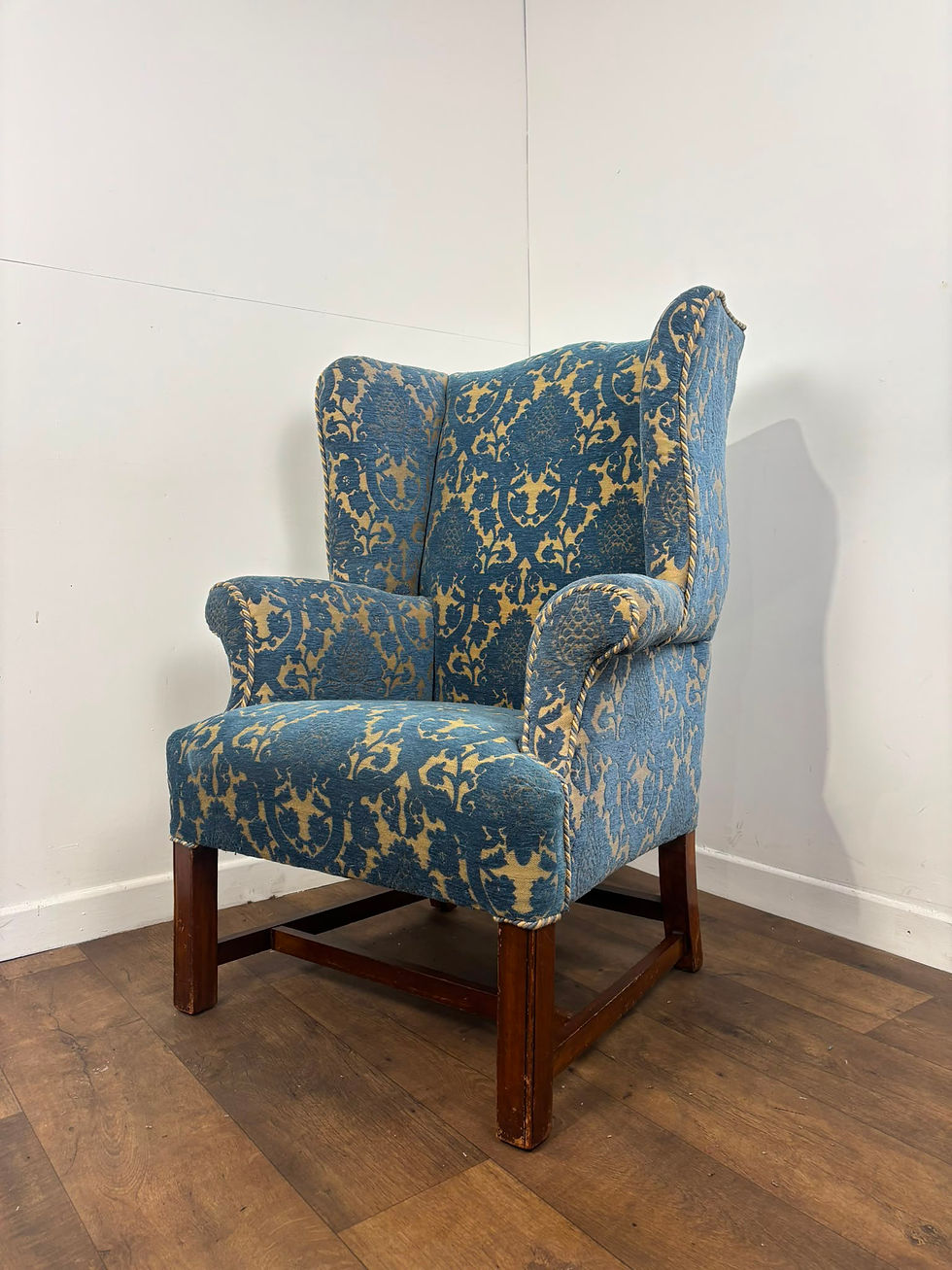 Thumbnail: Vintage Wingback Armchair & Matching Footstool