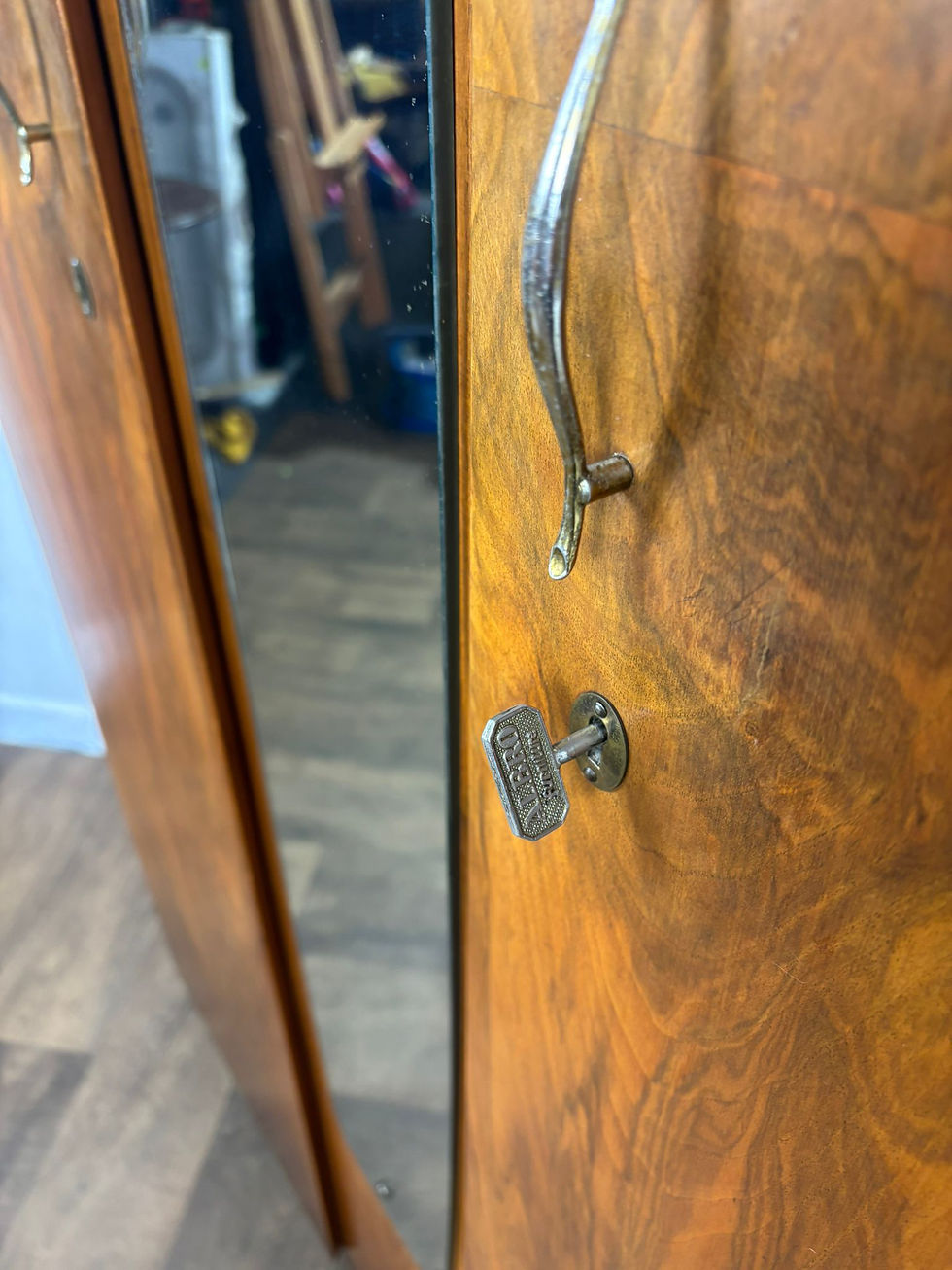 Thumbnail: 1950's Vintage Walnut Veneered Wardrobe