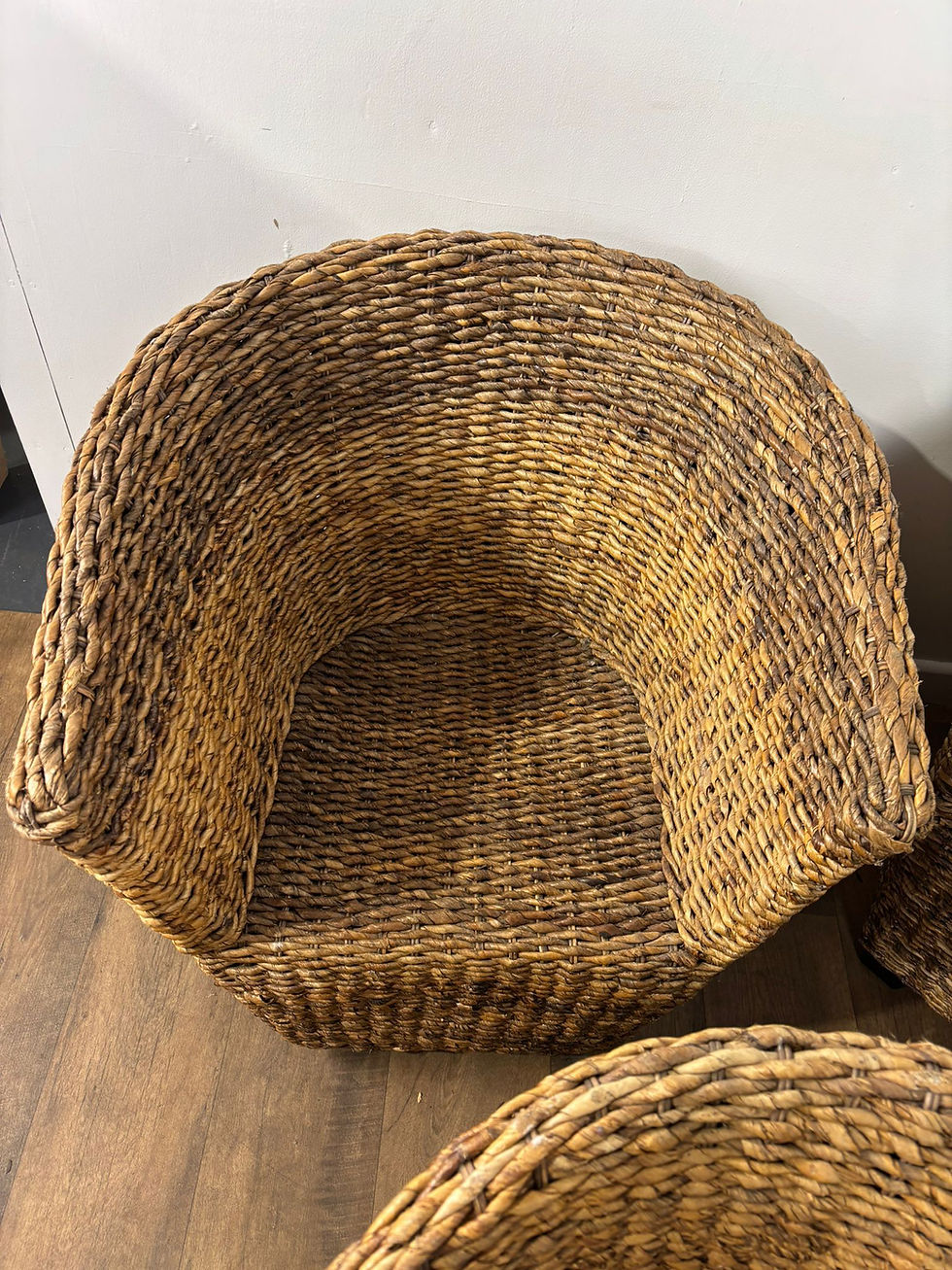 Thumbnail: Set of Four Hand-Woven Abaca Fibre Tub Chairs