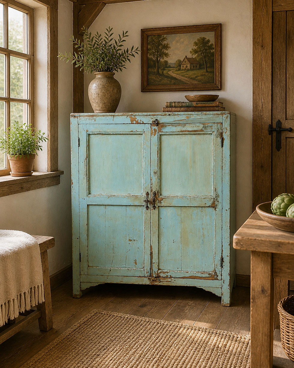 Thumbnail: Rustic Reclaimed Wooden Light Blue Cupboard