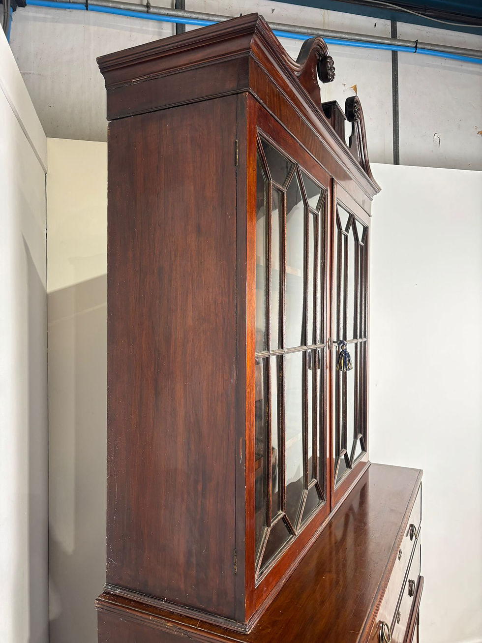 Thumbnail: 19th Century Mahogany Astral Glazed Secretaire Bookcase