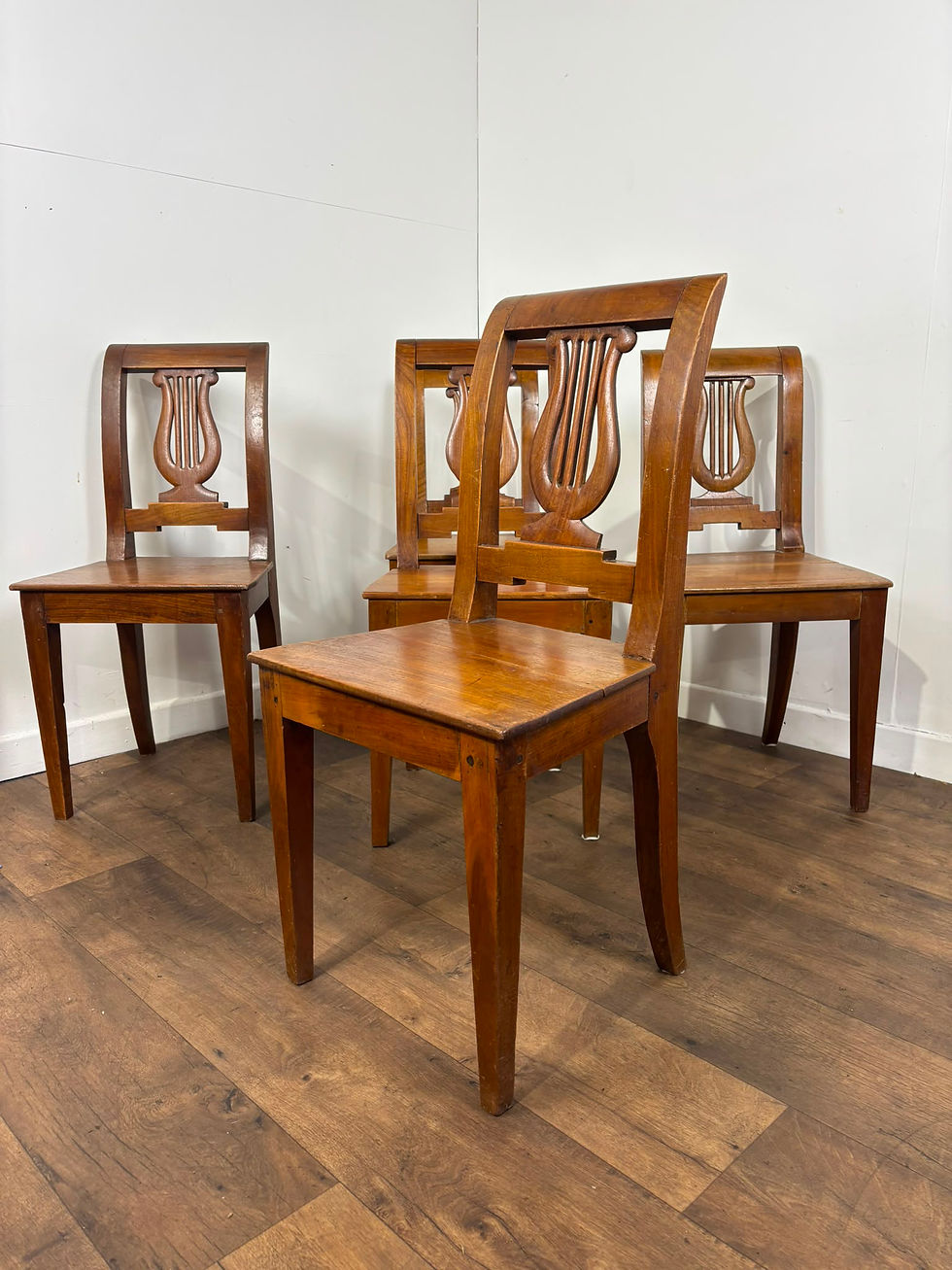 Thumbnail: Antique Set of Five Mahogany Lyre Back Dining Chairs