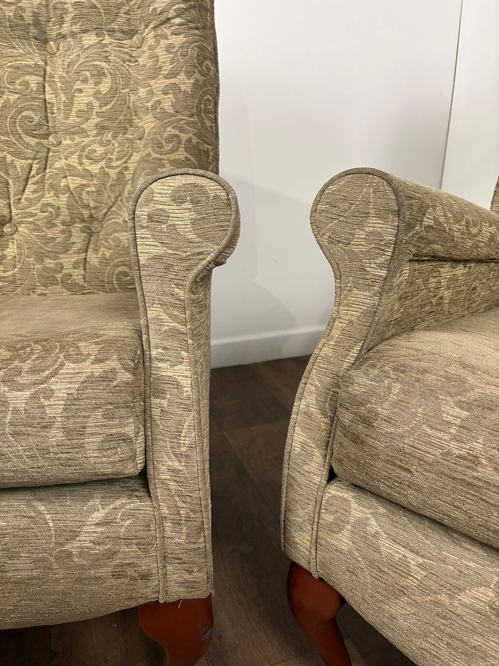 Thumbnail: Pair of Reproduction Button Backed Upholstered Armchairs