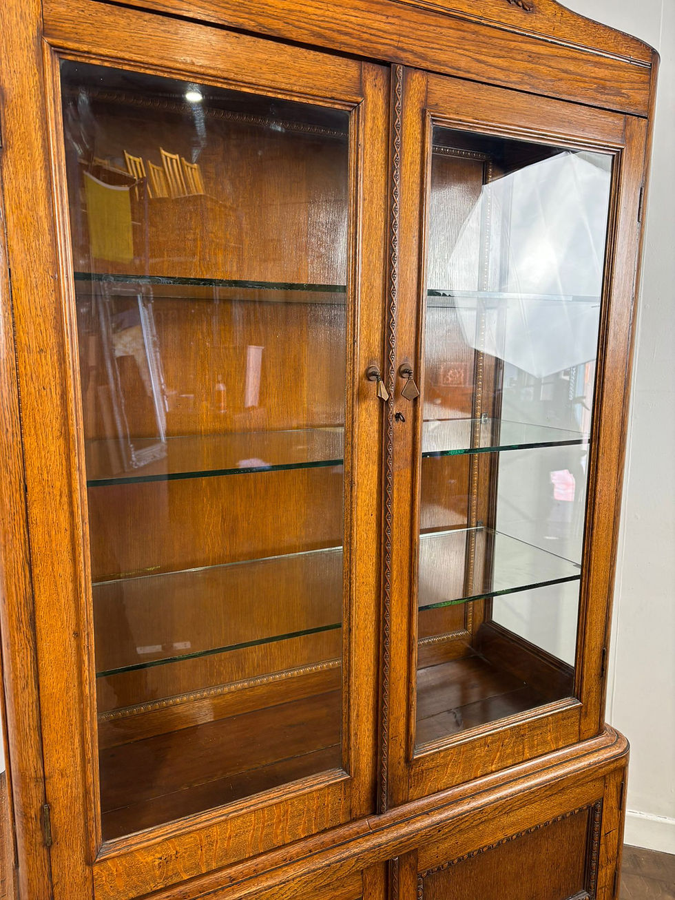 Thumbnail: Vintage Oak Display Cabinet With Two Glass Doors