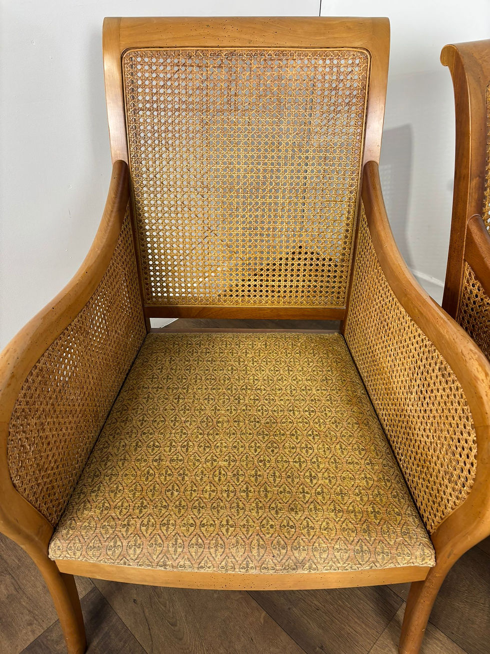 Thumbnail: Pair Of Contemporary Armchairs With Bergere Panels