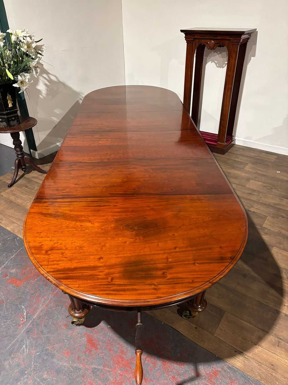 Rare Regency Extending Dining Table by Samuel Hawkins, with Leaf Cabinet
