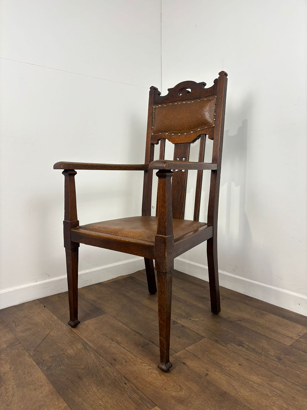 Thumbnail: Edwardian Oak Art Nouveau Style Armchair