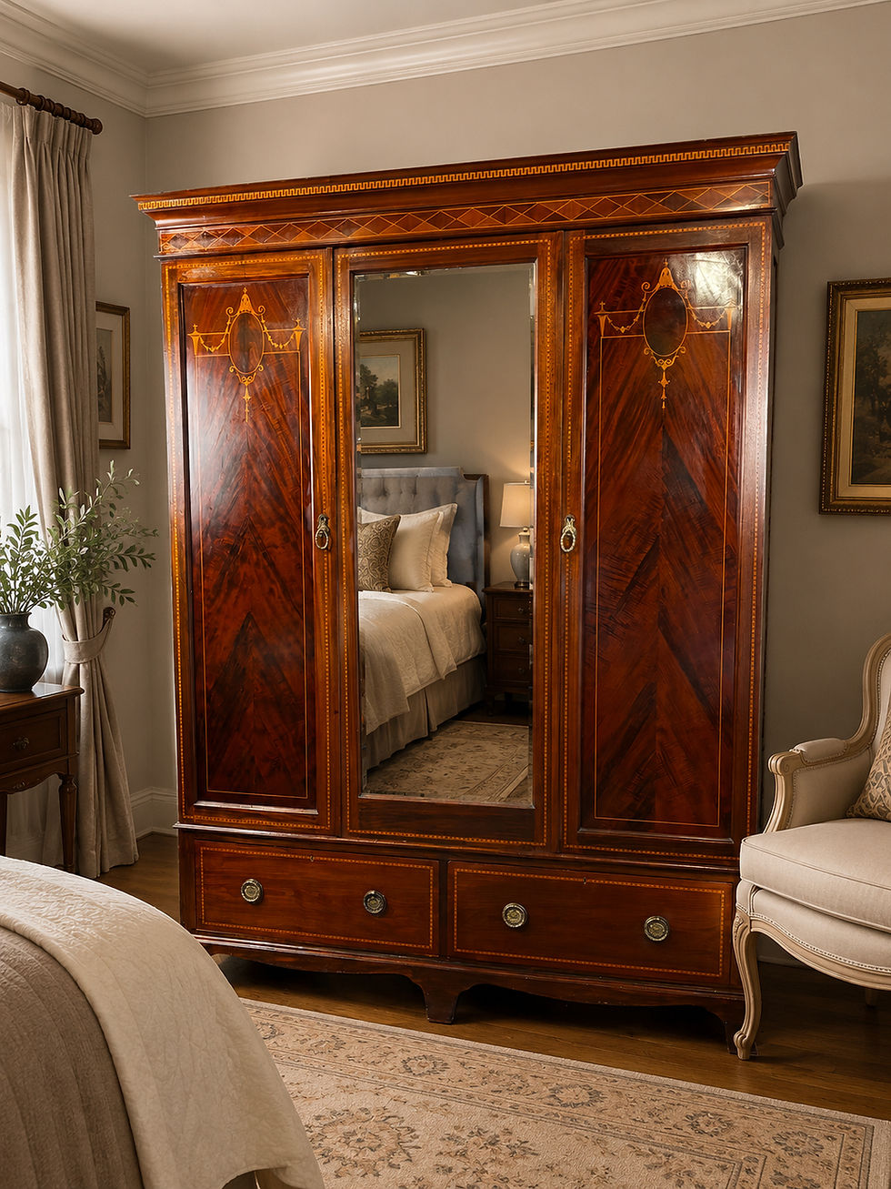 Edwardian Mahogany Inlaid Wardrobe