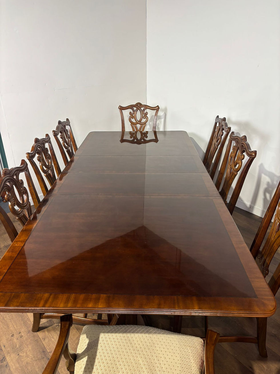 Thumbnail: Reproduction Mahogany Twin Pedestal Dining Suite