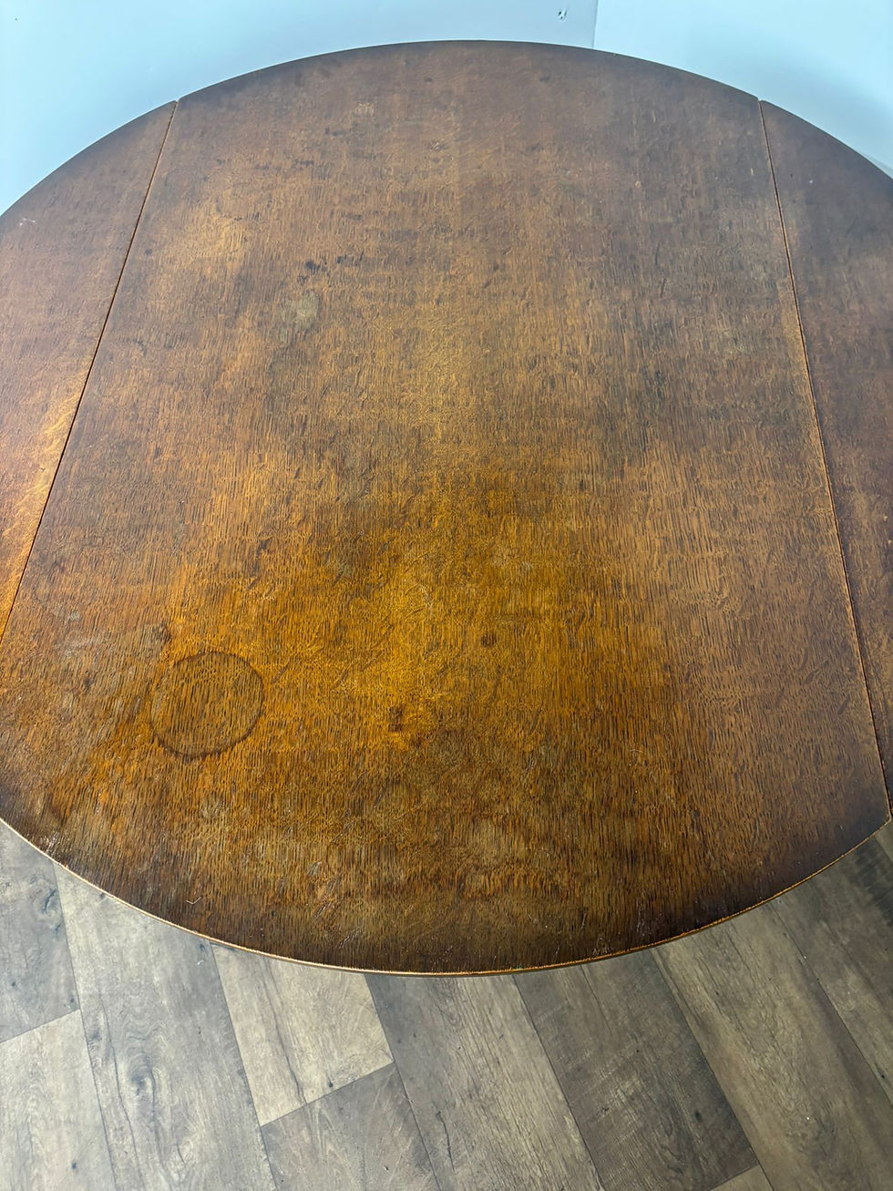 Thumbnail: Vintage Round Oak Drop Leaf Dining Table