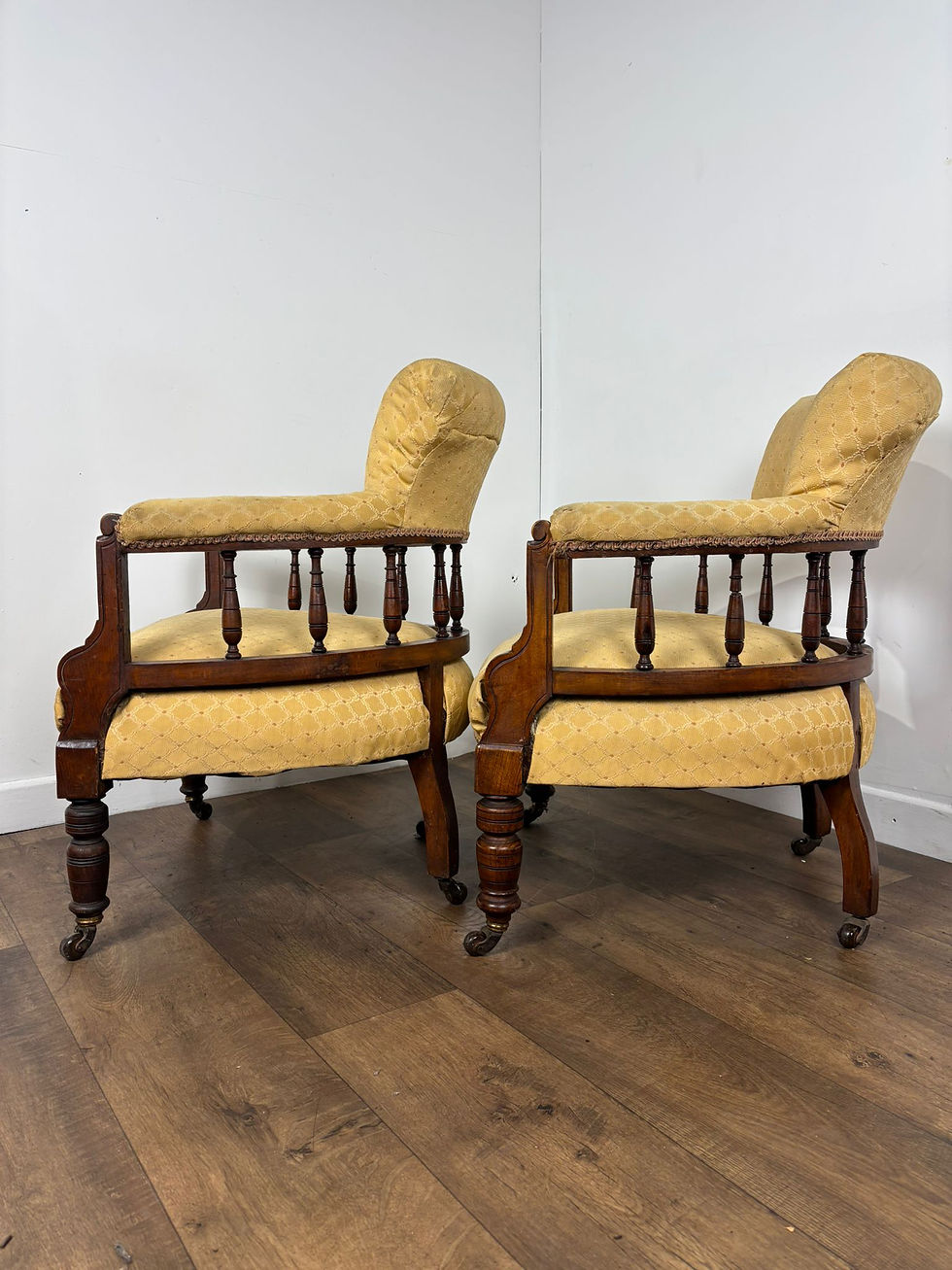Thumbnail: Pair of Edwardian Mahogany Upholstered Tub Chairs
