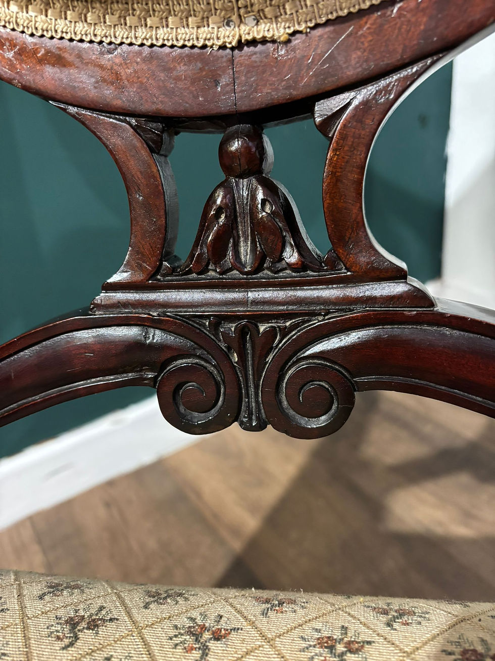 Thumbnail: Pair Of Antique Mahogany Framed Drawing Room Chairs
