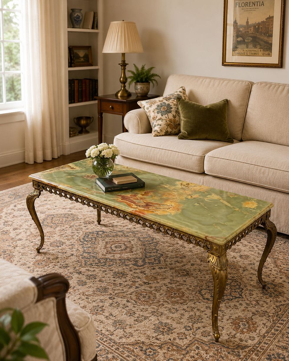 Vintage Marble Top and Brass Base Coffee Table
