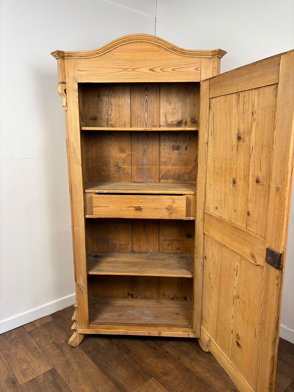 Thumbnail: Continental Stripped Pine Single Door Wardrobe / Cupboard With Fitted Interior