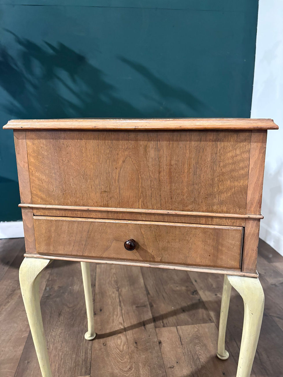 Thumbnail: Vintage Walnut Sewing Box On Cabriole Supports