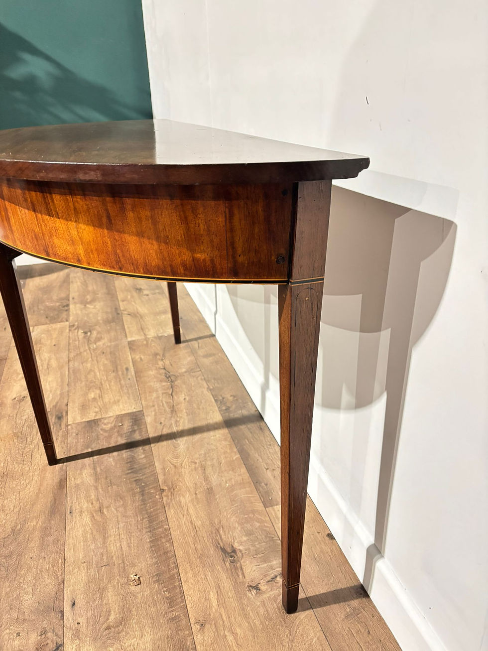 Thumbnail: Antique Mahogany Inlaid D End Table