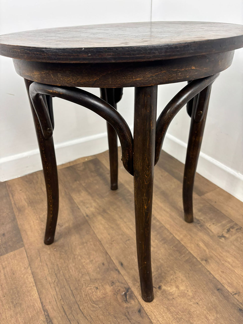 Thumbnail: Vintage Small Circular Oak Bentwood Side Table