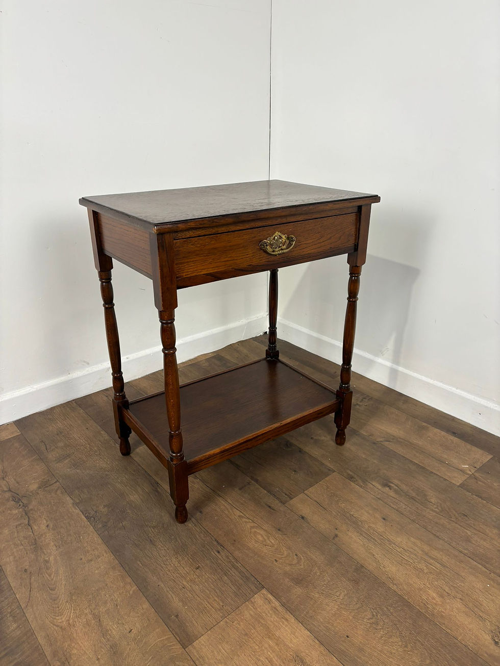 Thumbnail: Vintage Oak Side Table With Drawer