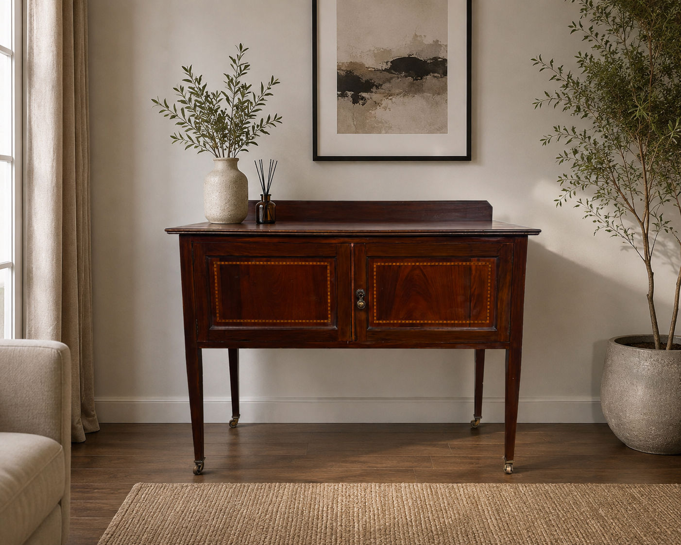Edwardian Mahogany Inlaid Wash Stand