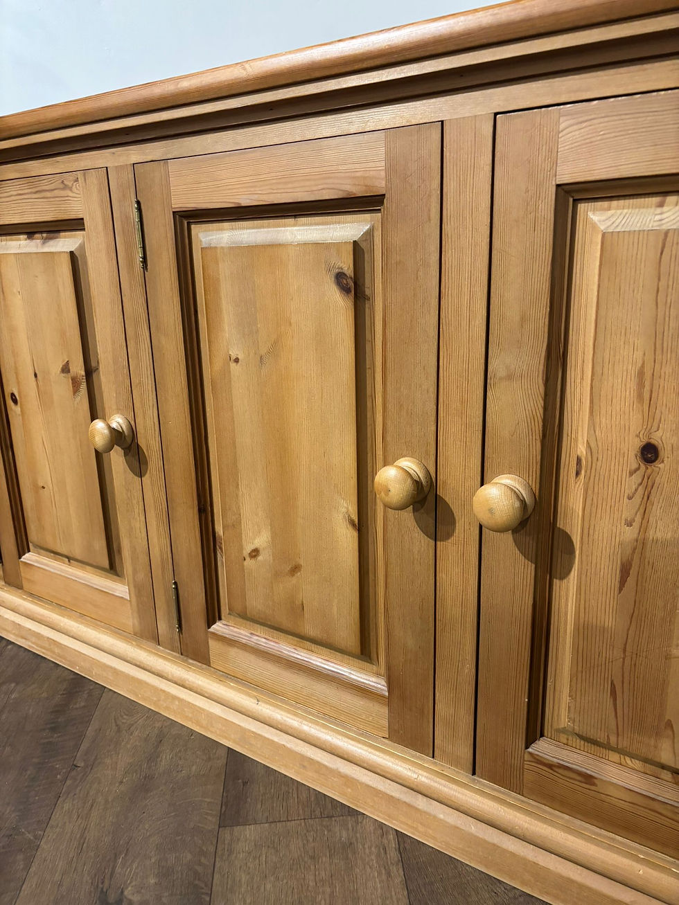 Thumbnail: Contemporary Stripped Pine Three Door Cabinet