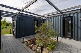 courtyard of shipping container guest house