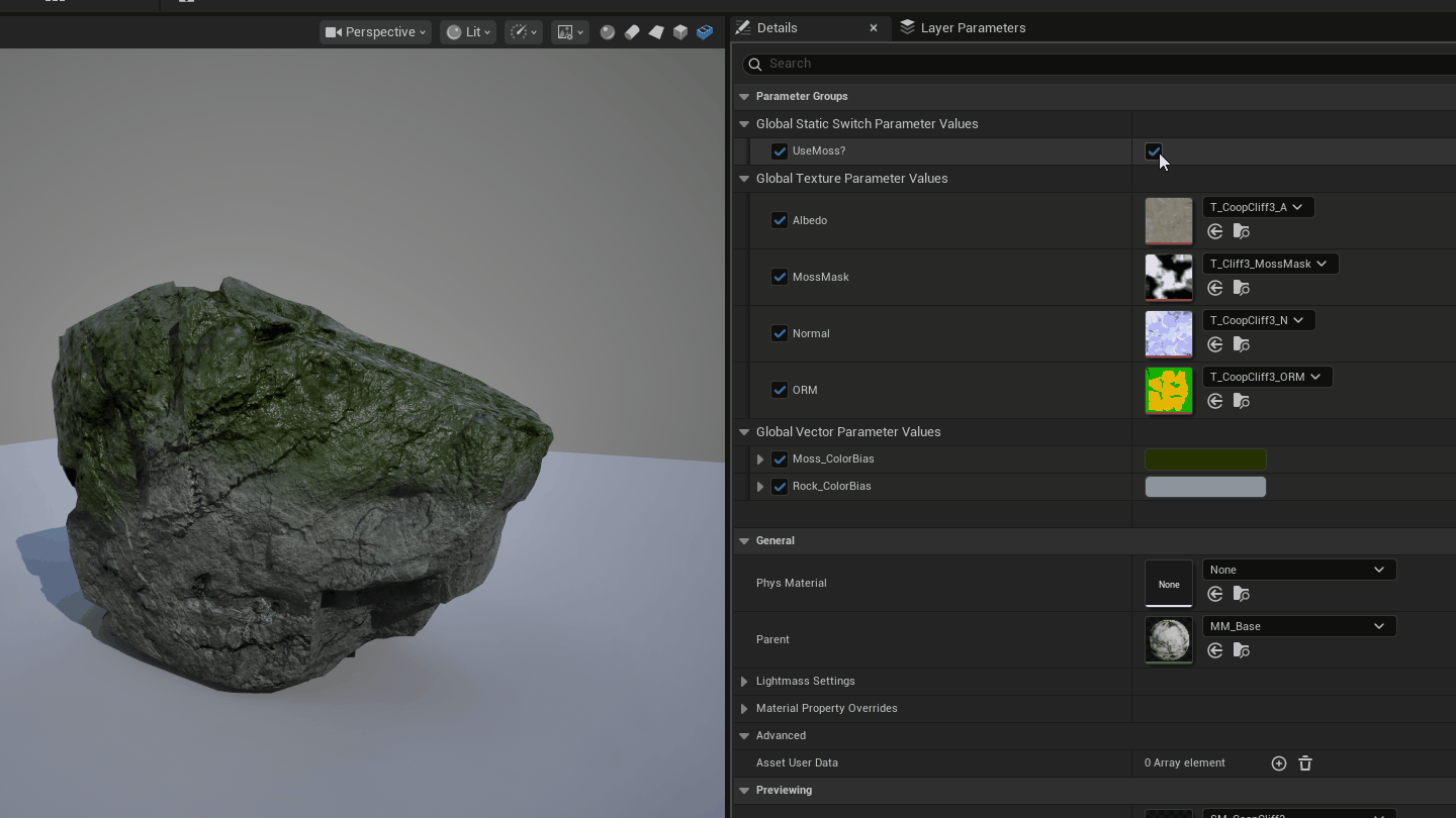 Material instance of the input meshes