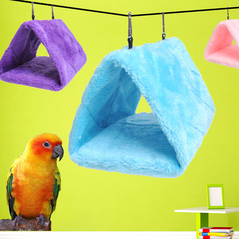 Thumbnail: 1PC Parrot Triangle Hammock - Pure Color Parrot Parrotlet Winter Warmth Cotton N