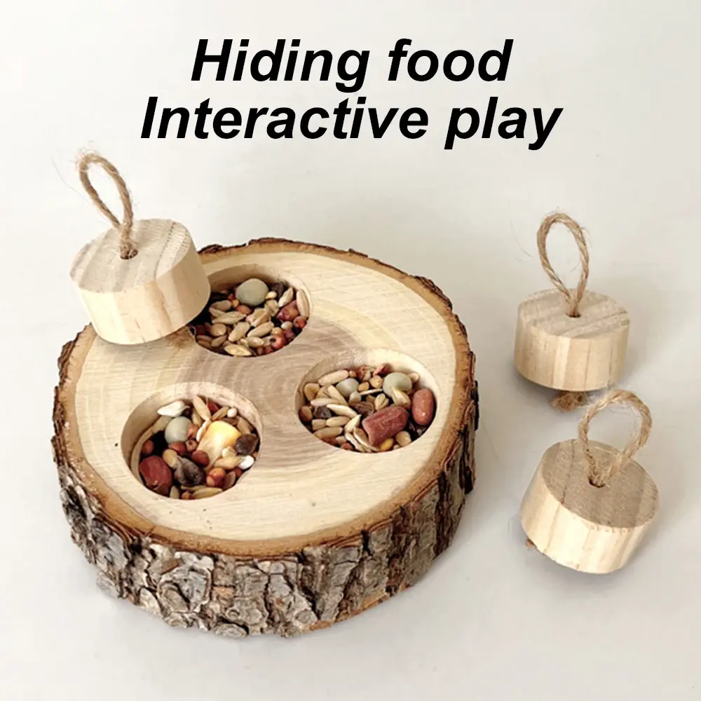 Wooden Round Shaped Parrot Chewing Toy Educational Supplies for Small Pet Birds 