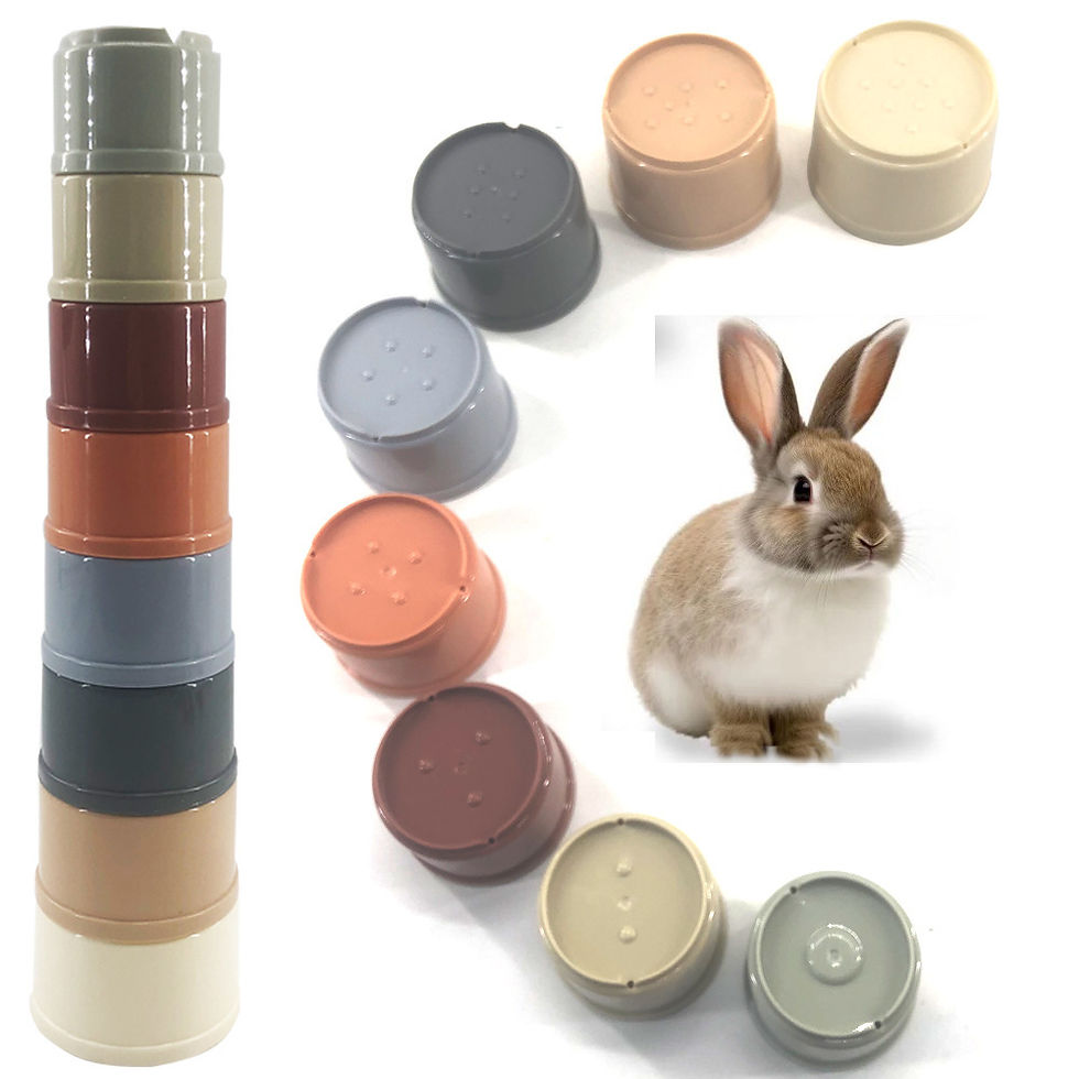 Thumbnail: 8pcs Rabbits Toys Bunny Stacking Cups Multi-colored Reusable Rabbit Puzzle Toys 