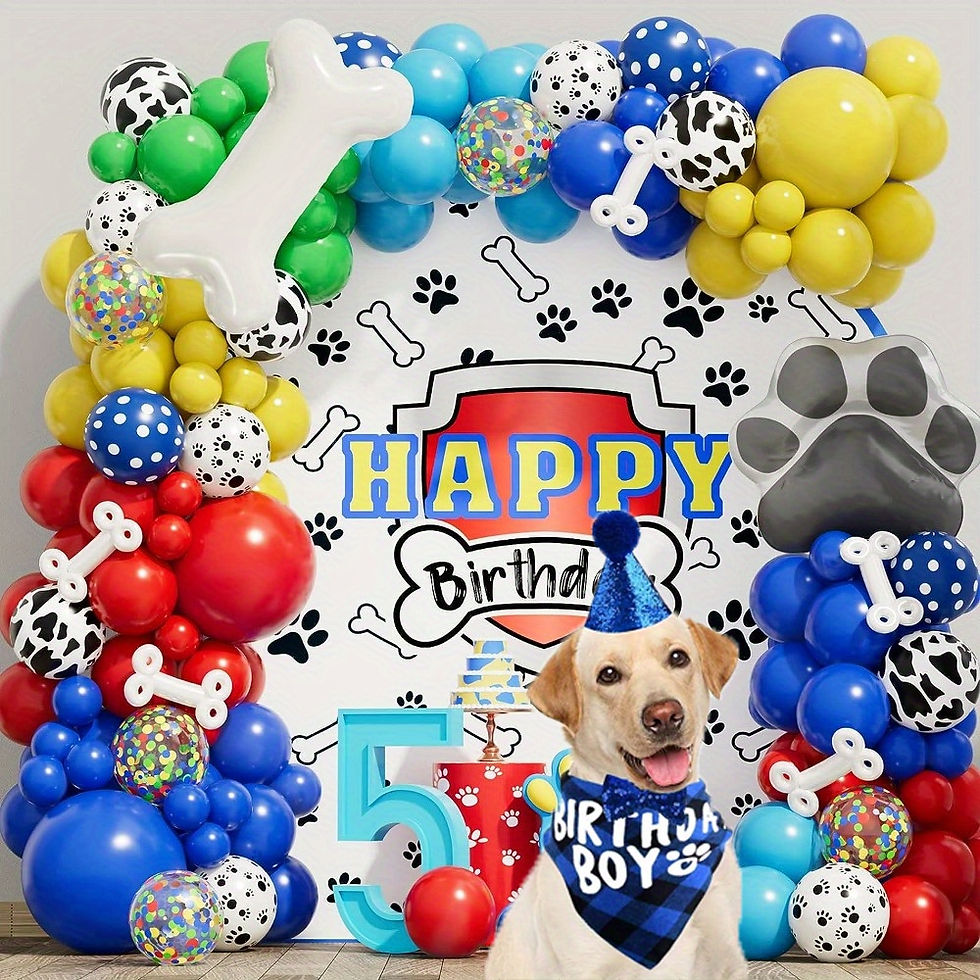 Thumbnail: 135pcs Pet Dog Paw Balloon Set, with Bone Paw Printed Foil Balloons for Pet Dog 