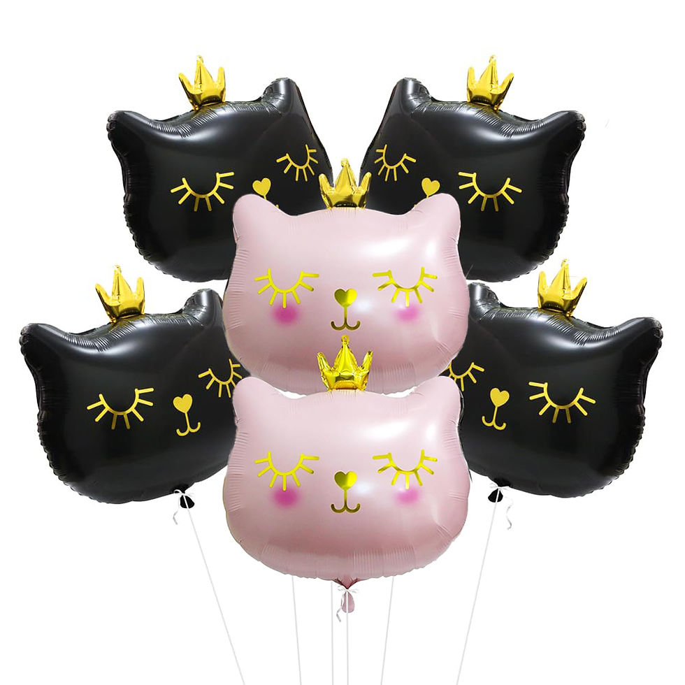 Thumbnail: 2/4Pcs Pink Crown Cat Foil Balloon Cute Cartoon Black Meow Pet Balloon Cat Anima