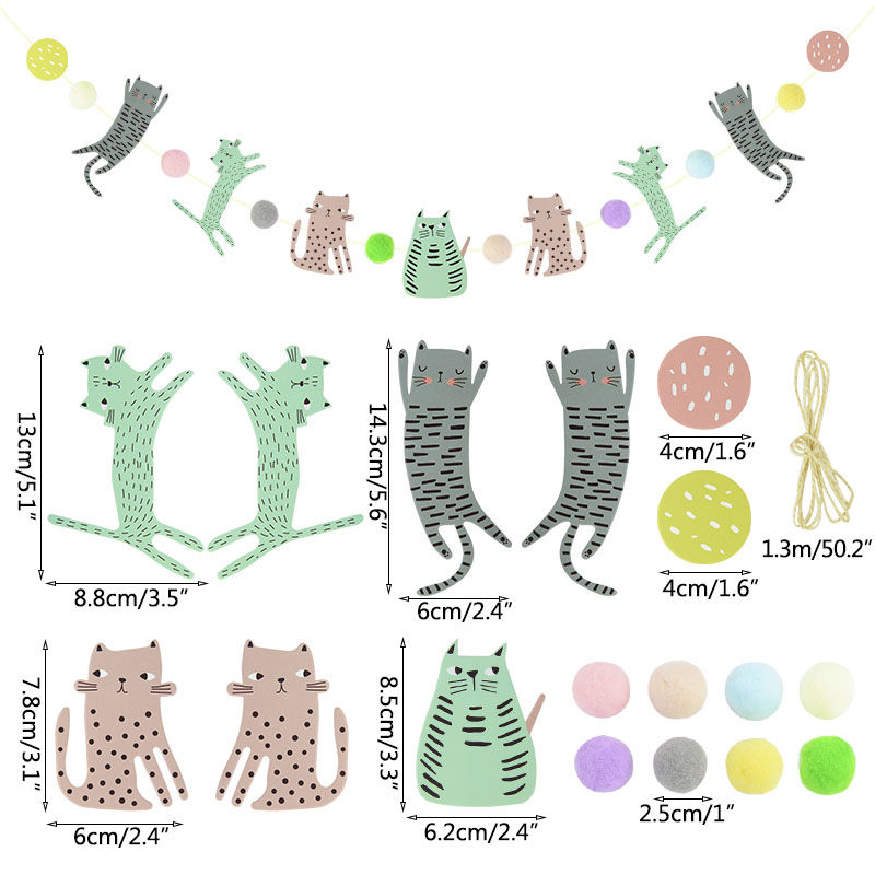 Thumbnail: Pet Cat Dog Party Flag Garland Happy Birthday Paper Banner Bunting Decoration Cu