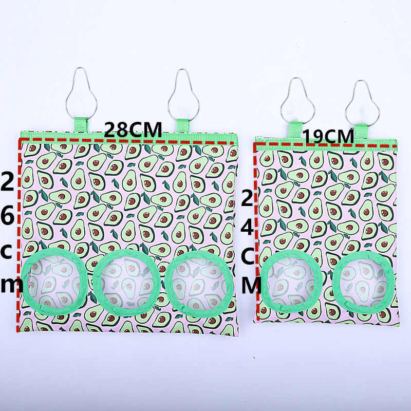 Thumbnail: 2/3 Holes Hanging Hay Bag with hooks for Bunny Guinea Pigs Small Animal Feeder R