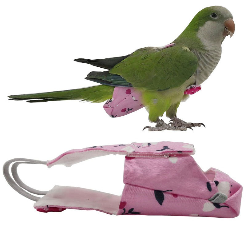 Thumbnail: Parrot Diaper with Bowtie Cute Colorful Fruit Floral Cockatiel Pigeons Small Med