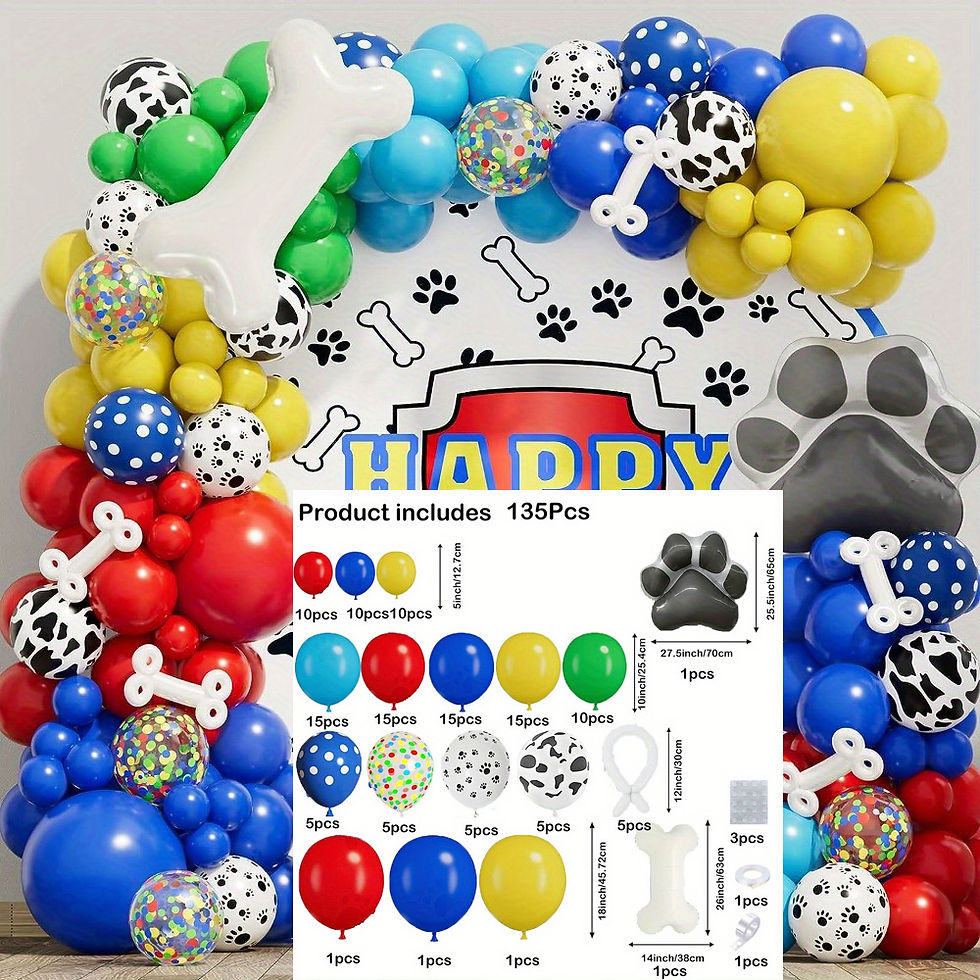 Thumbnail: 135pcs Pet Dog Paw Balloon Set, with Bone Paw Printed Foil Balloons for Pet Dog 