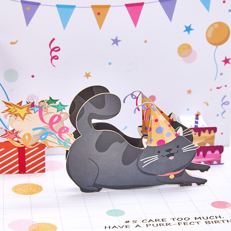 Thumbnail: Funny Cat Pop Up Birthday Card Cute 3D Birthday Cards for Adults and Kids with E
