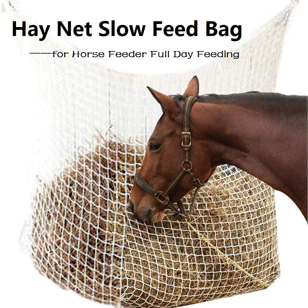 Nylon Hay Net Bag Slow Feed Bag for Horse Cattle Cow Feeder Full Day Feeding Lar