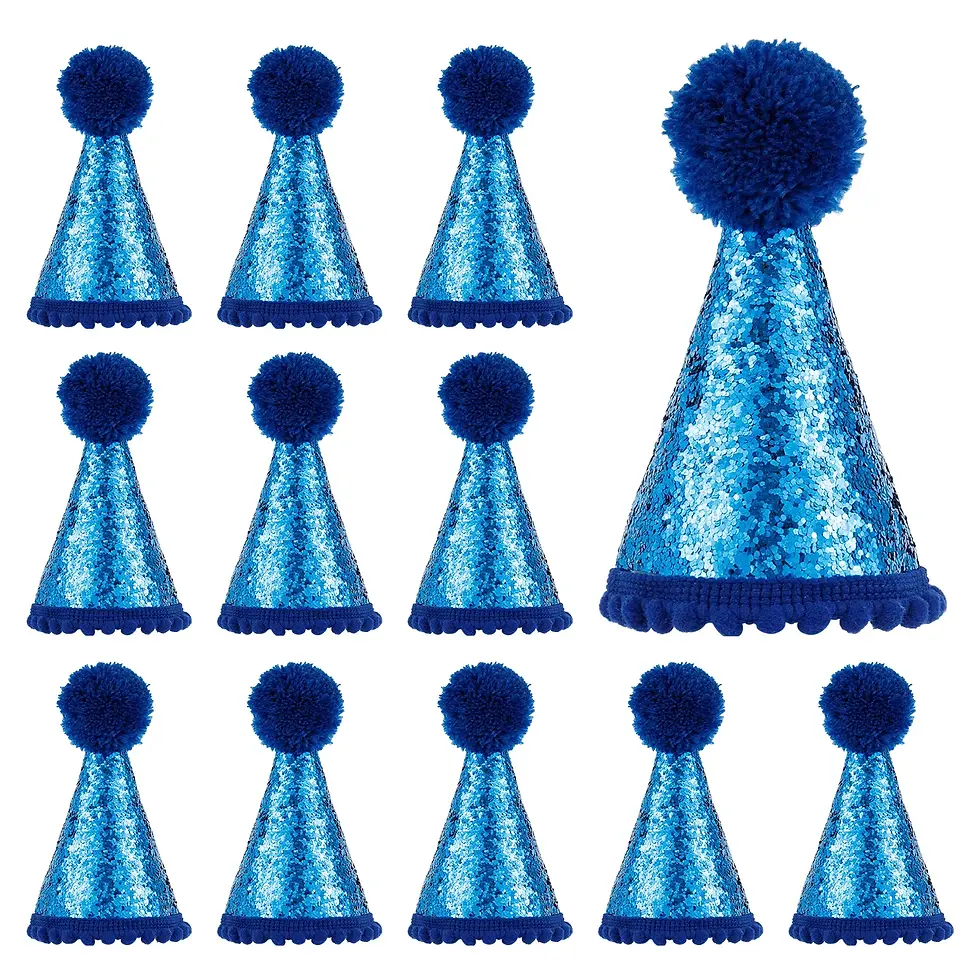 Thumbnail: 12Pcs Mini Small Dog Party Hat Adorable Puppy Kitten Sparkling Sequin Decorative