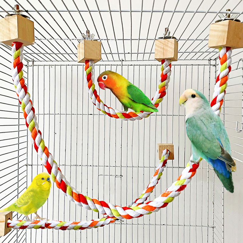 Pet Bird Bite Toys Parrot Color Cotton Rope Toys Elastic Parrot Climbing Toys St