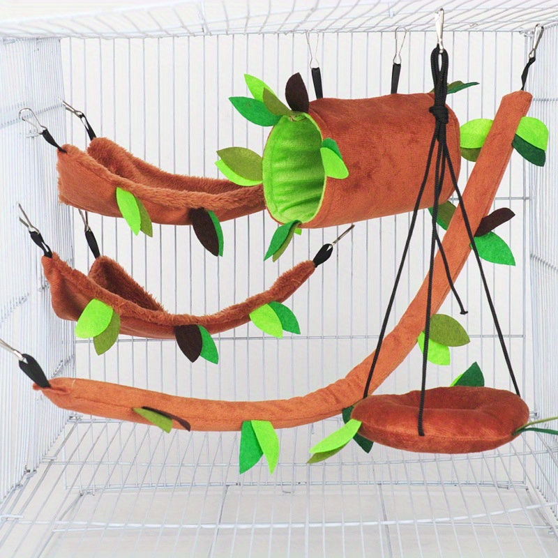 5pcs/set Plush Cotton Hamster Hammock Round Swing for Rats Rodent Small Animal G