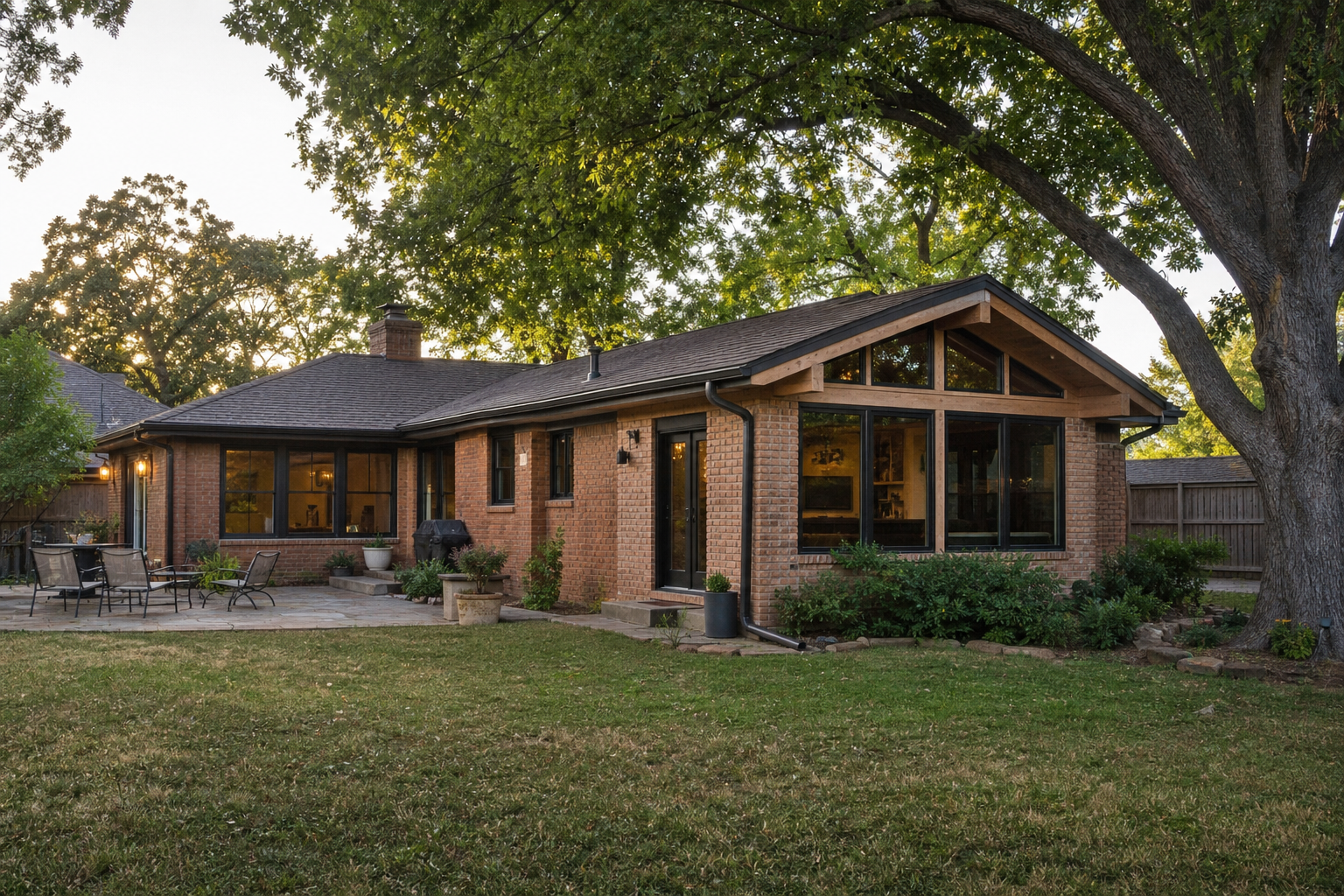 Approachable North Texas brick ranch with a thoughtfully integrated one-story addition