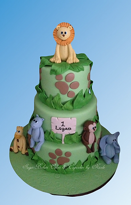 Jungle Animal / Safari Birthday Cake, Jungle animal Baby Shower cake.