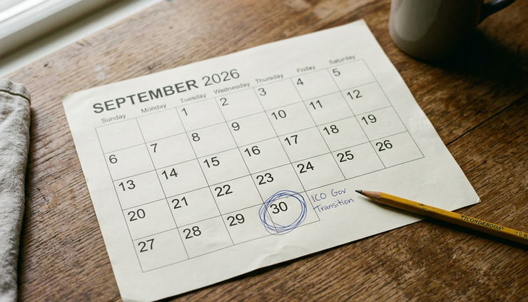 Close-up view of a printed calendar page showing 30 September circled in blue ink