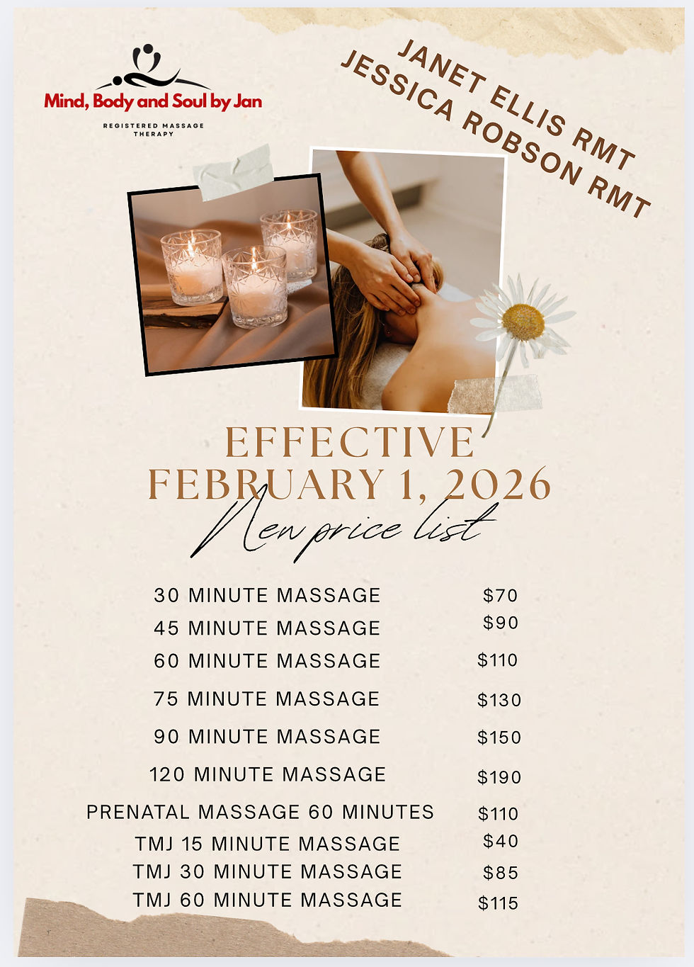 NEW MASSAGE THERAPY PRICING COMING SOON.