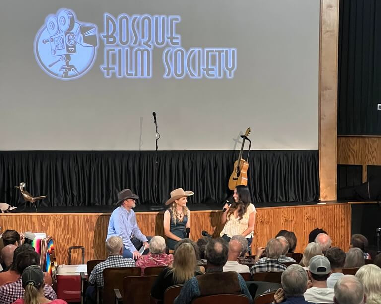 On stage in the Cliftex: Brett Voss, Kristyn Harris, and Natalie Aramendia during the Q&A portion of the event.