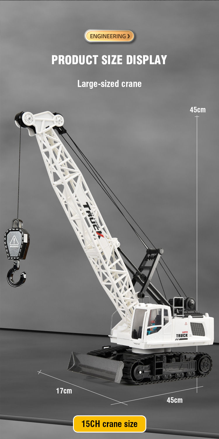 섬네일: Excavadora RC CONUSEA 15 canales con brazo de metal y control remoto.