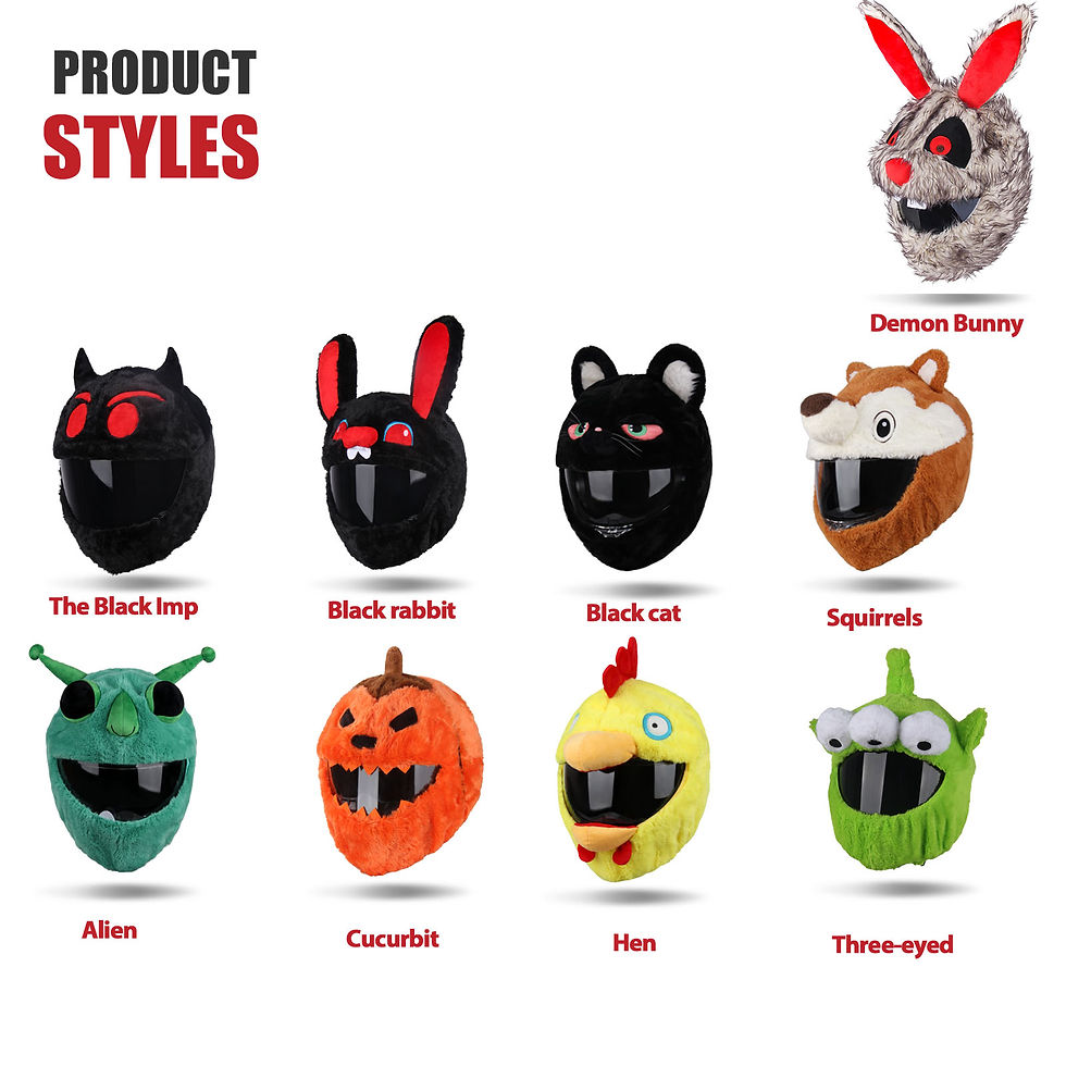 Funda protectora de casco de motocicleta unisex de felpa con diseño de dibujos animados.