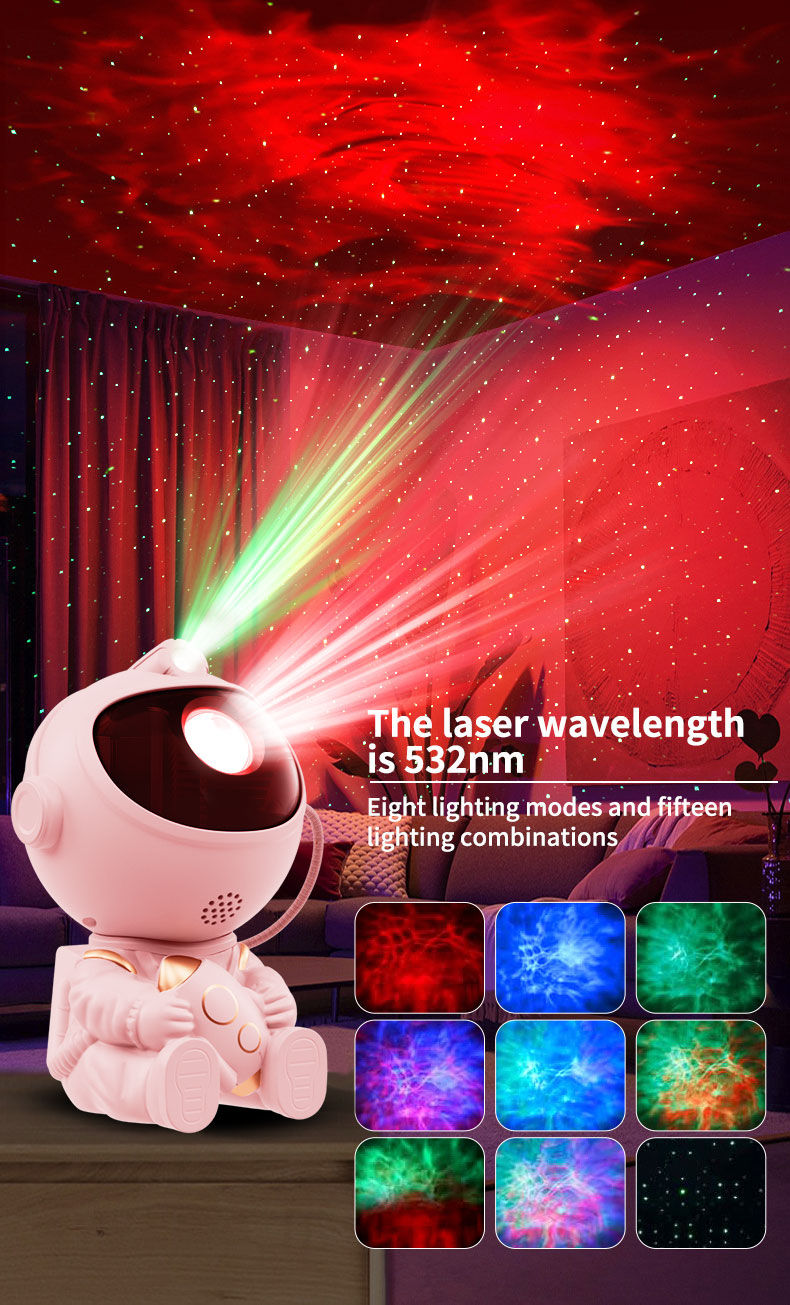 Miniatura: Proyector de nebulosa astronauta TLEDMP luz nocturna galaxia LED blanco